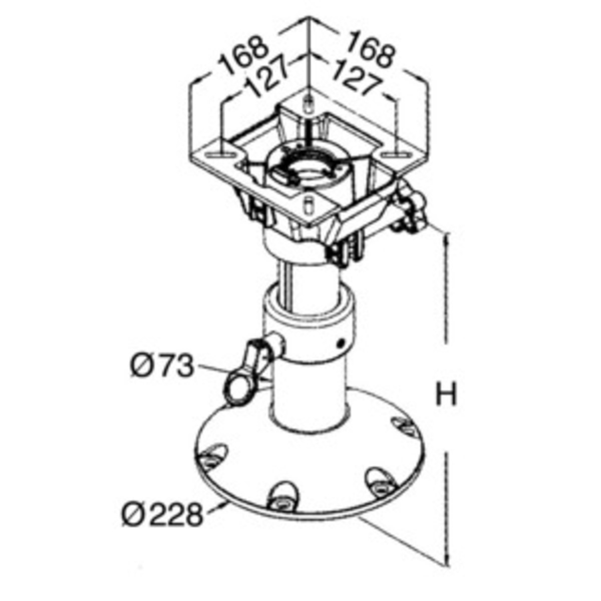 Osculati Supporto Sedile Con Testa Girevole - base e colonna + supporto sedile h. 340/470