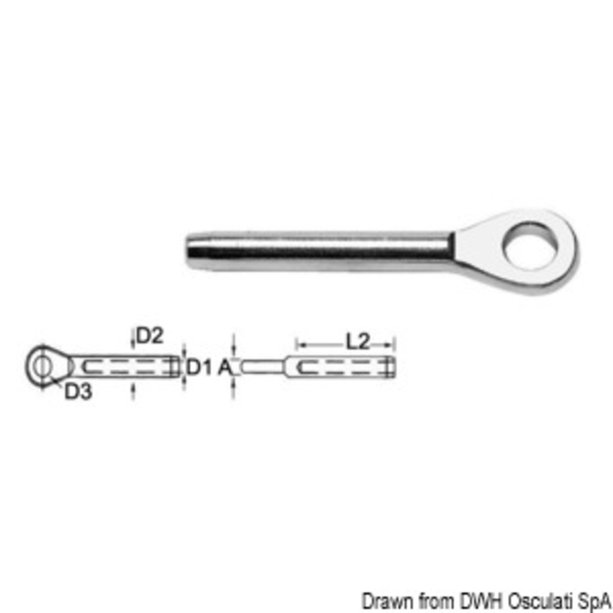 Borne de pressage Osculati en acier inoxydable Aisi 316 - Cosse à oeil inox Ø 12 mm