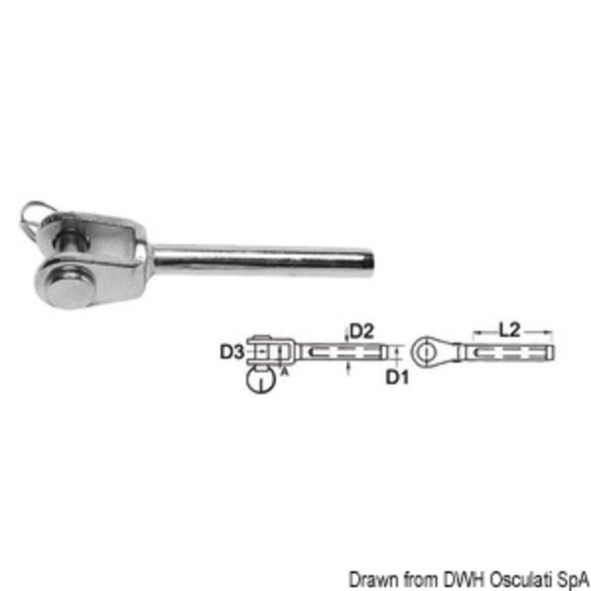 Borne de pressage Osculati en acier inoxydable Aisi 316 - Cosse à fourche inox Ø 6 mm