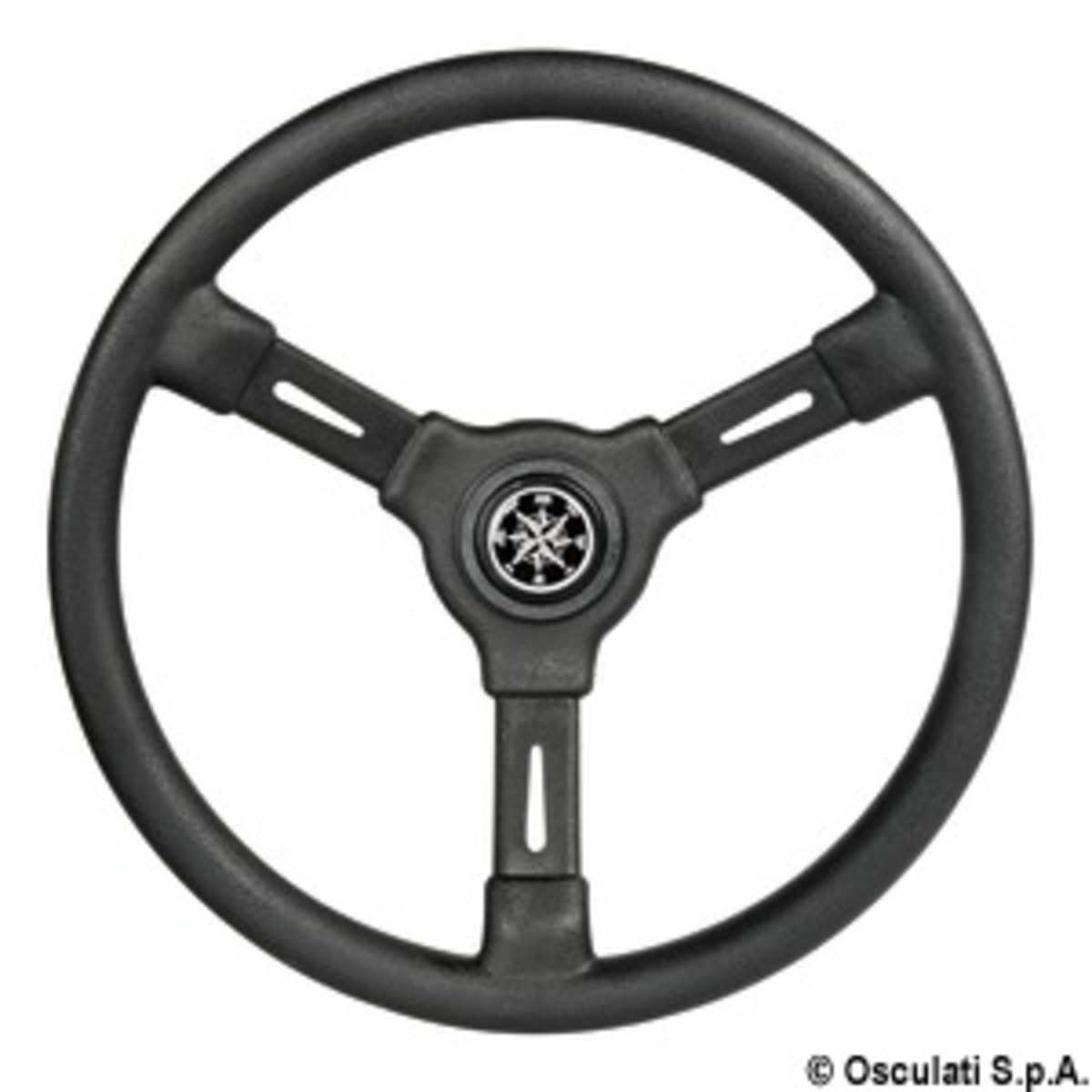 Osculati Steering Wheels Fitted With Anatomically Designed Hand Grip - 3-spoke steering wheel black 355 mm