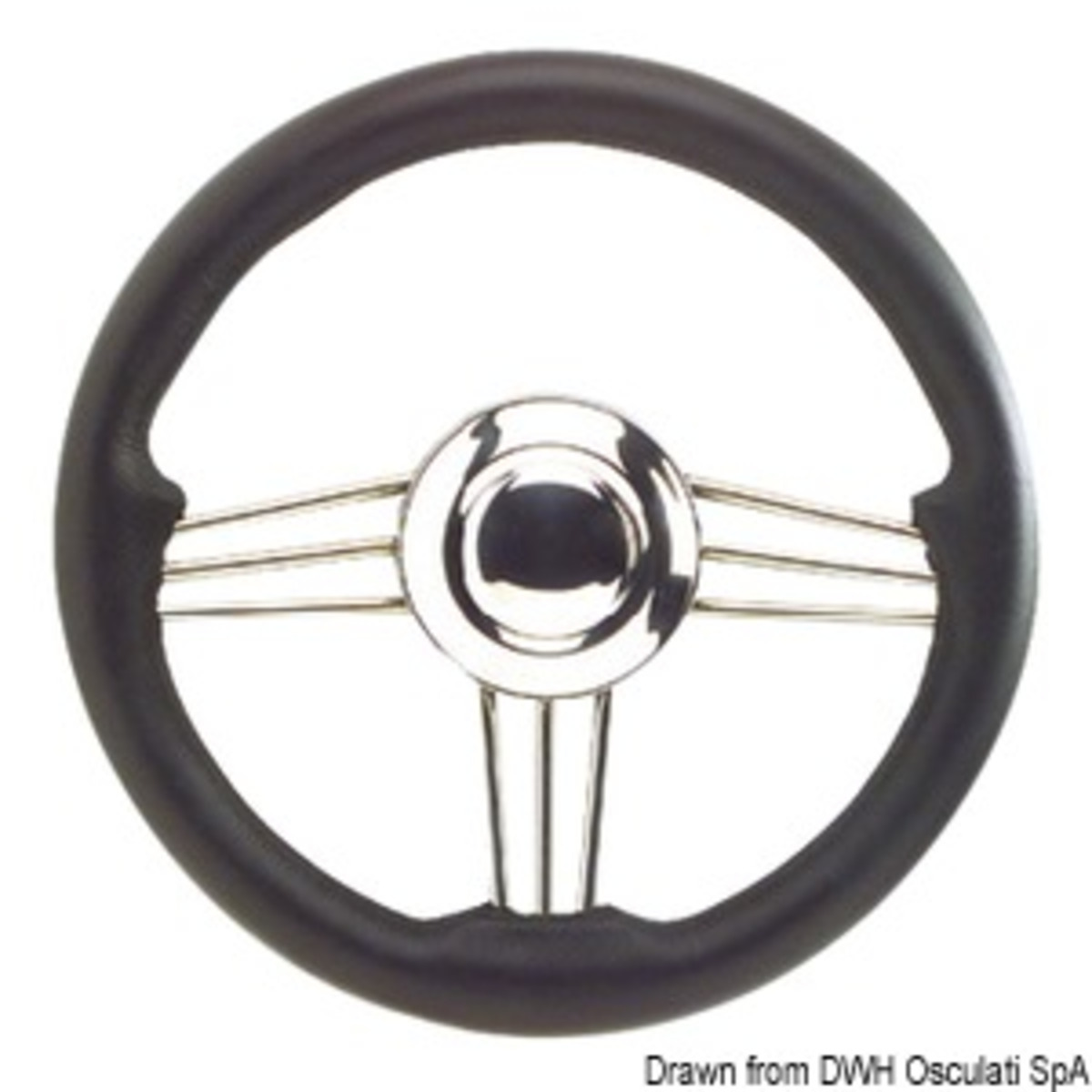 Osculati Mirror Polished Ss Steering Wheels - SS+polyurethane steering wheel black 350 mm