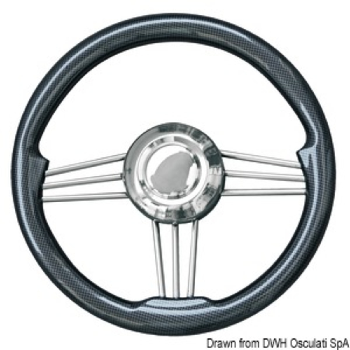 Osculati Mirror Polished Ss Steering Wheels - SS+carbon steering wheel 350 mm