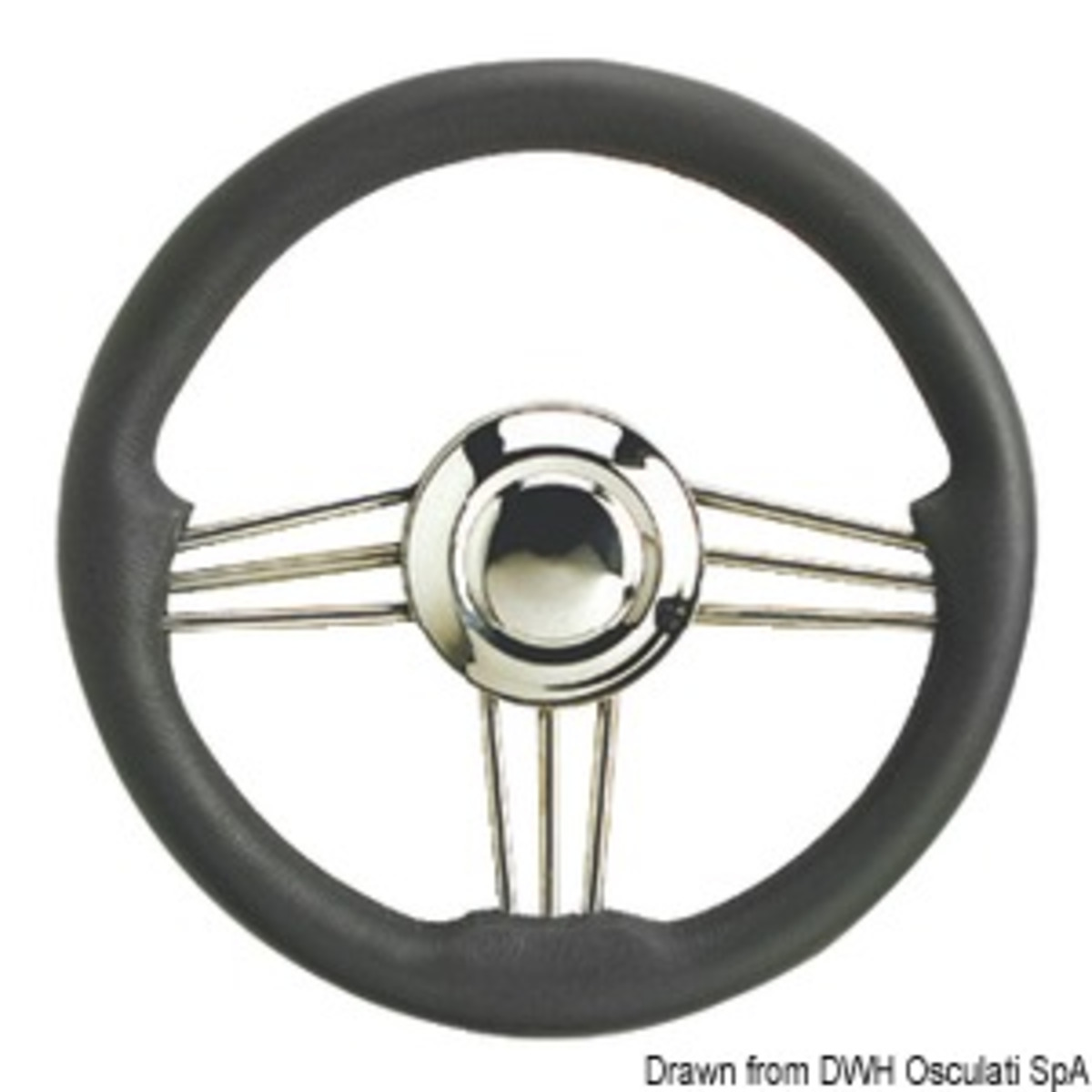 Osculati Mirror Polished Ss Steering Wheels - SS+polyurethane steering wheel grey 350 mm