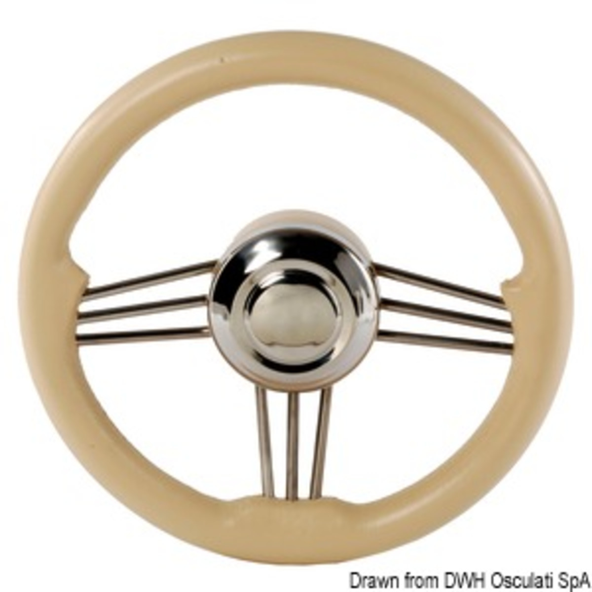 Osculati Mirror Polished Ss Steering Wheels - SS+polyurethane steering wheel cream 350 mm