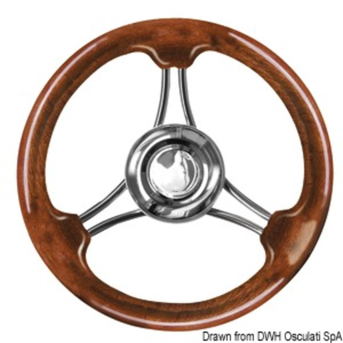 Osculati Mirror Polished Ss Steering Wheels - Steering wheel mahogany 350 mm