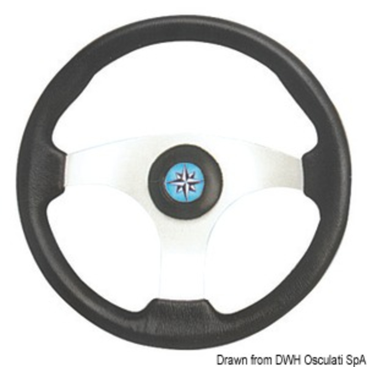 Osculati Technic Series Steering Wheels - Technic steering wheel black/silver 350 mm