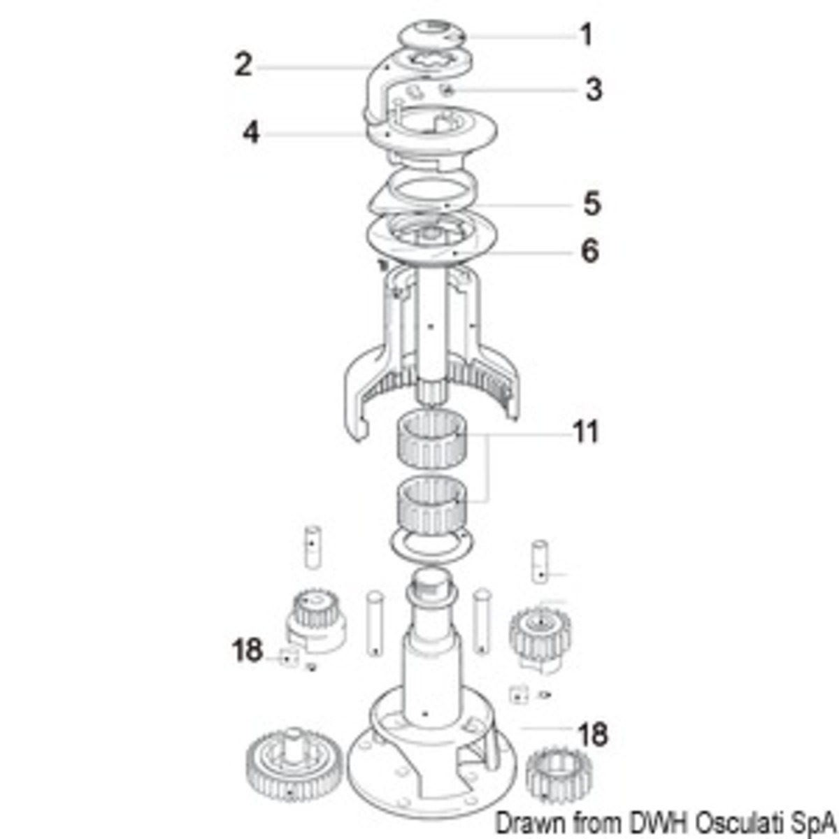 Pièce de rechange Lewmar pour treuil Ocean Self-tailing - Anneau de détachement 16ST