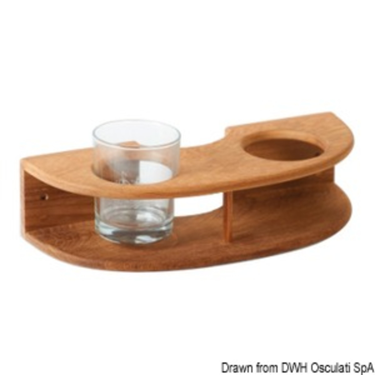 Arc Wall Mounting Glass Holder - Wall mounting teak 2-glass holder