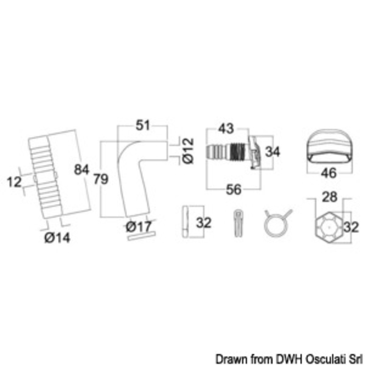 Spare Parts For Tecma Electric Toilets - TECMA inlet nozzle white