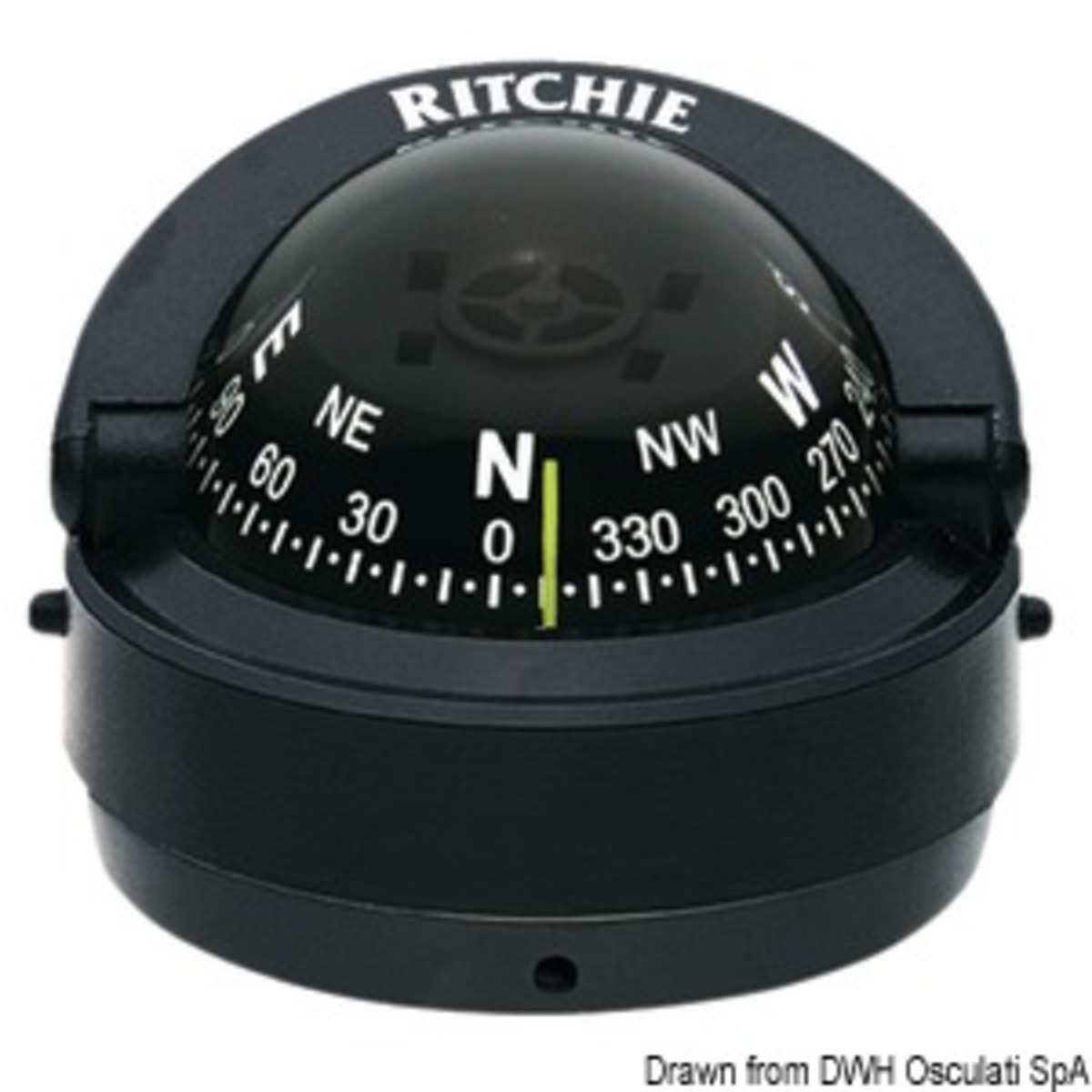 Compas de navigation Ritchie Ritchie Explorer 2 3/4 (70 mm) avec compensateurs et éclairage - Boussole externe Ritchie Explorer 2 pouces 3/4 noir/noir