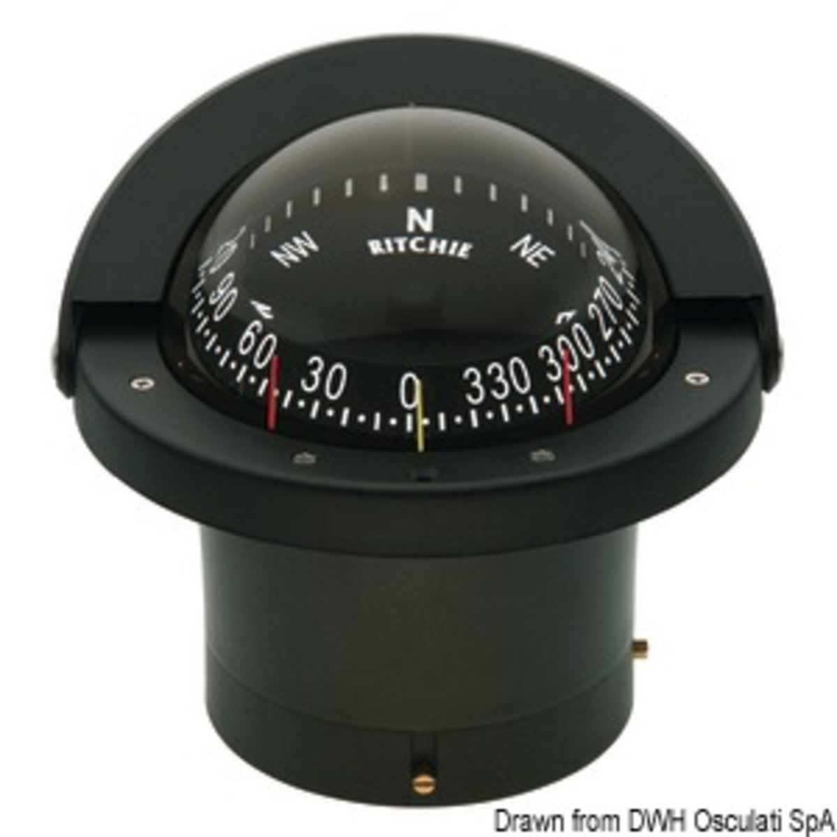 Compas de navigation Ritchie Ritchie Navigator 4 1/2 (114 mm) avec compensateurs et éclairage - Boussole intégrée Ritchie Navigator 4 pouces 1/2. n/n