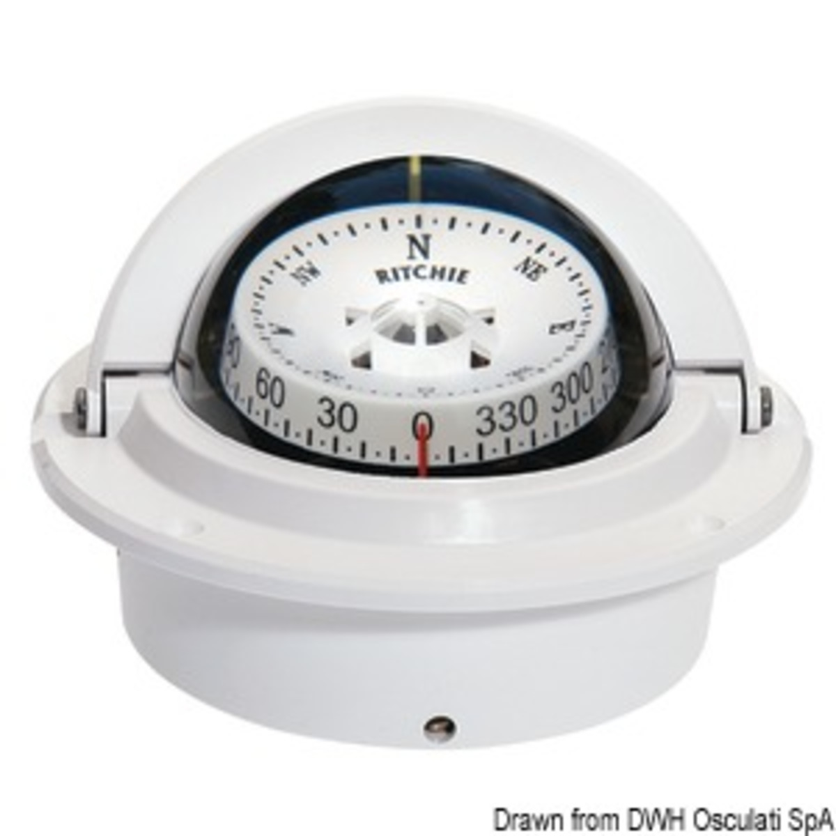 Ritchie Navigation Compas Ritchie Voyager 3 (76 mm) avec compensateurs et éclairage - Ritchie Voyager Boussole encastrée 3 pouces blanc/blanc