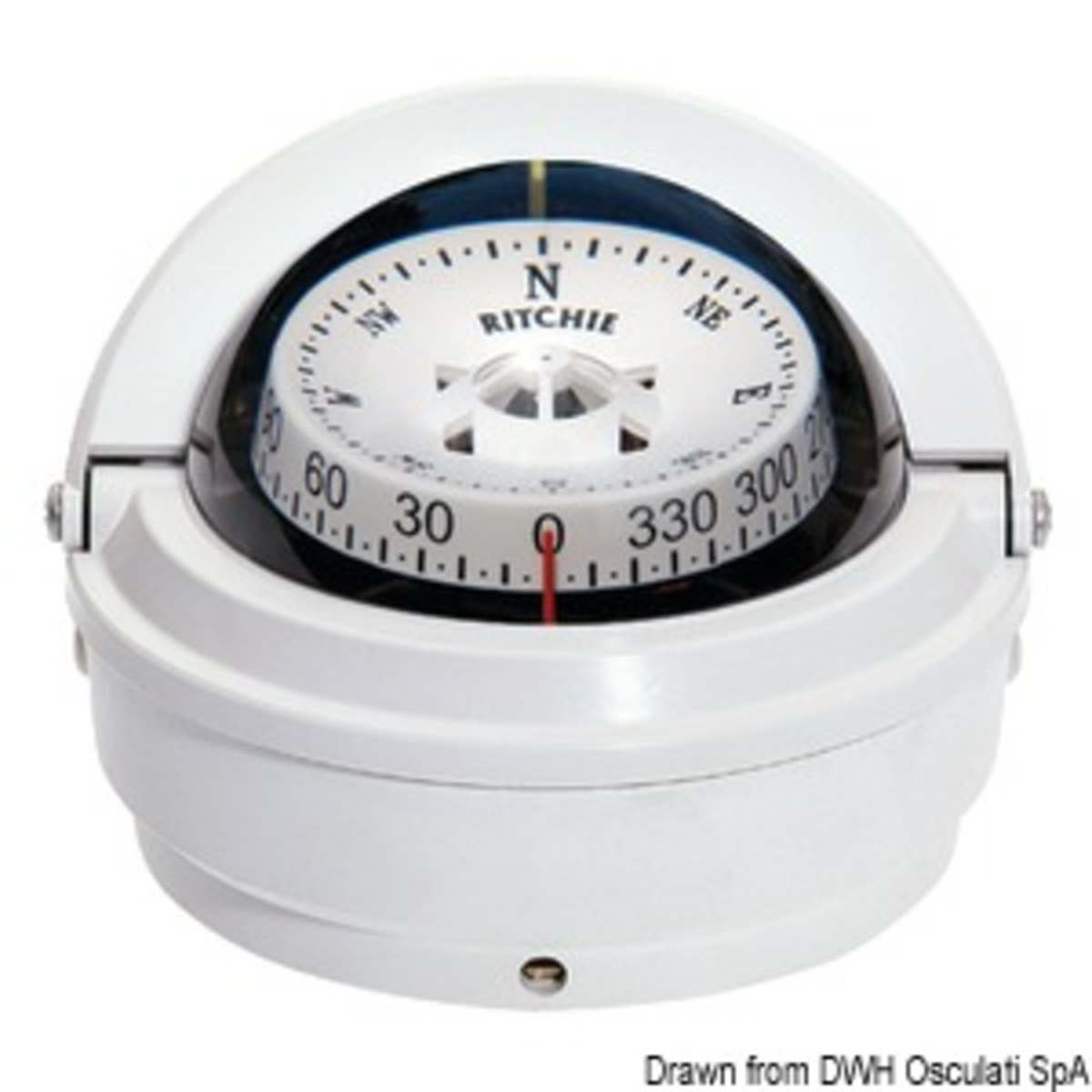 Ritchie Navigation Compas Ritchie Voyager 3 (76 mm) avec compensateurs et éclairage - Boussole externe Ritchie Voyager 3 pouces blanc/blanc