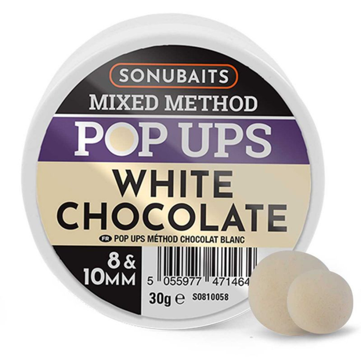 Sonubaits Mixed Method Pop Ups - 8 - 10 mm -  Chocolat Blanc         