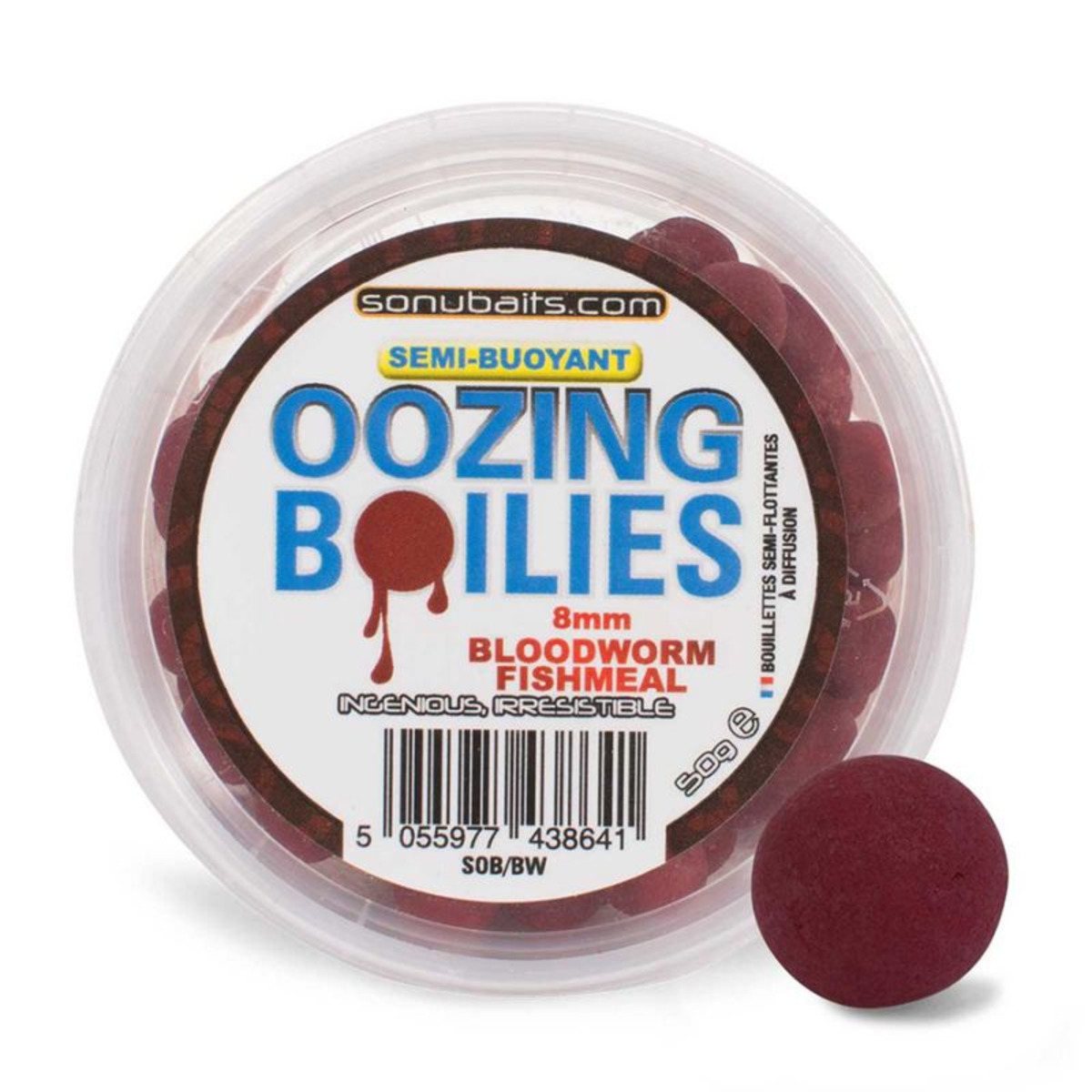 Sonubaits Semi-Buoyant Oozing Boilies - 8 mm - Bloodworm Fishmeal