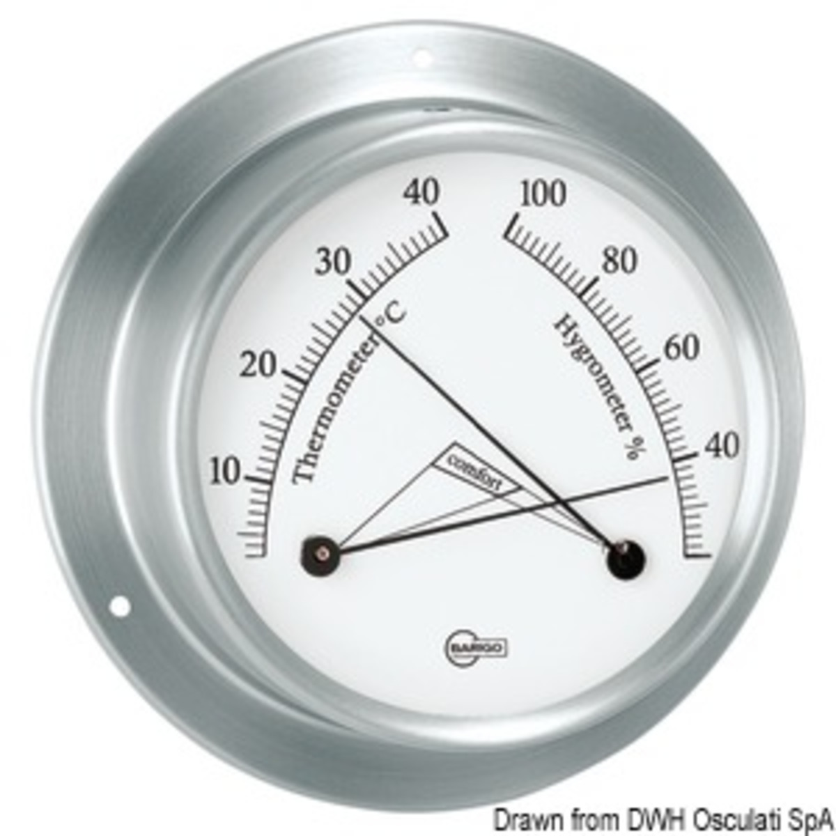 Barigo Instruments Sky - Barigo Sky Hygro-thermometer satined SS/white