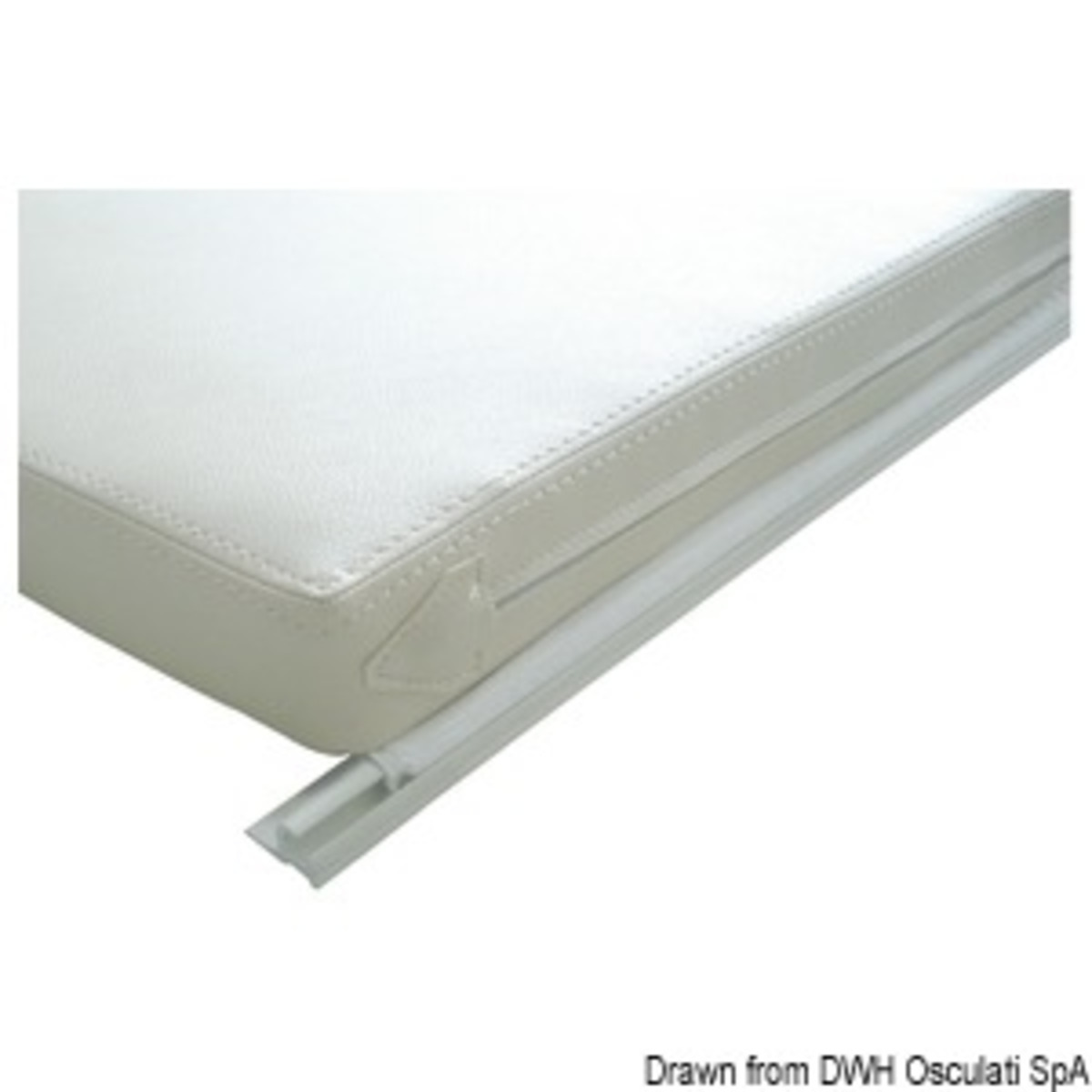 Canal Tessilmare pour la fixation d'auvents, marquises et coussins - Caniveau PVC blanc 4 m pour coussins