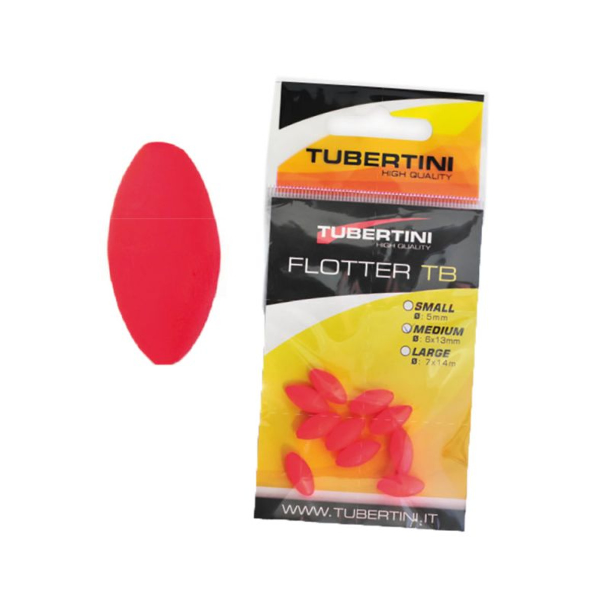 Tubertini Flotter Rugby Ball - Red Fluo - 6x13 mm