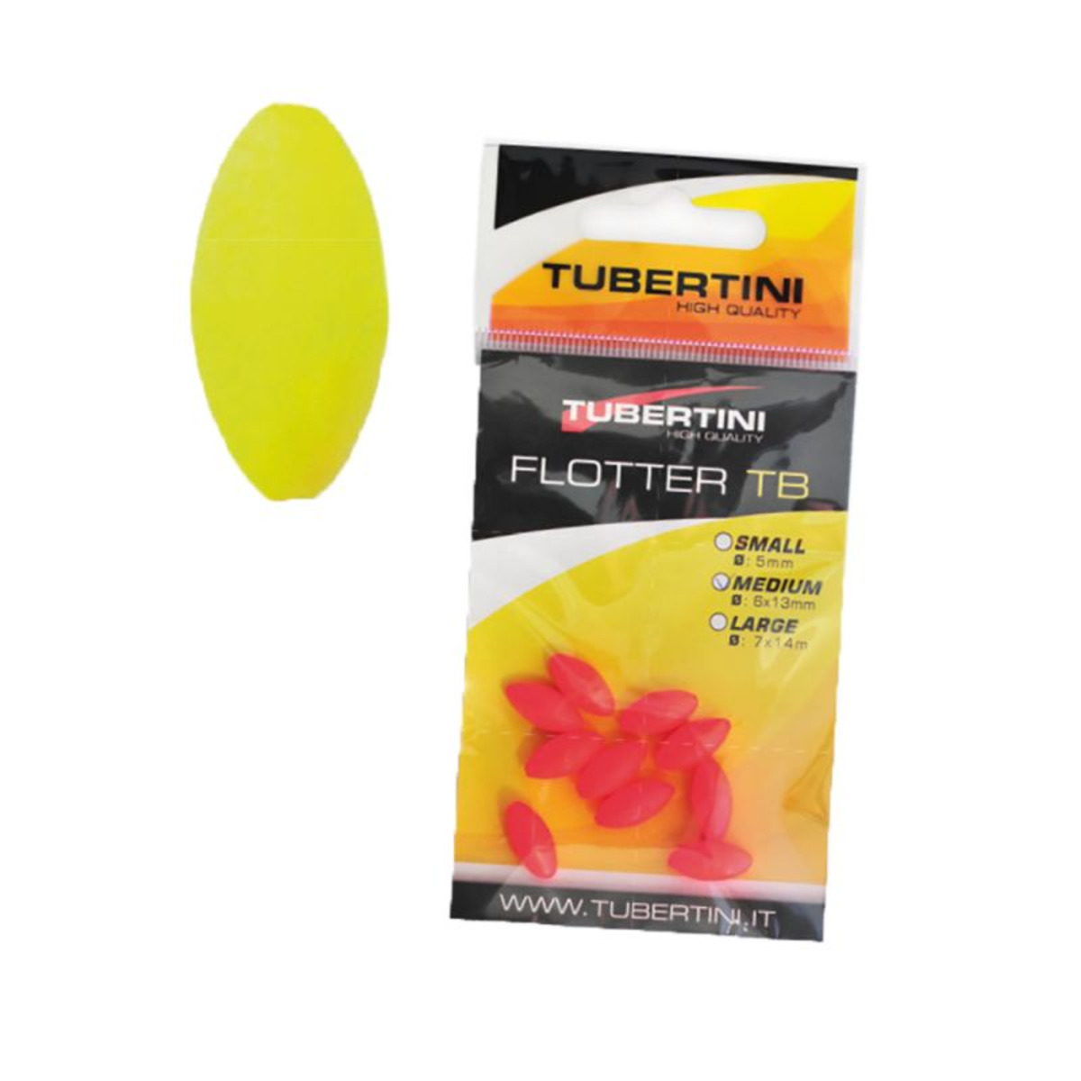 Tubertini Flotter Rugby Ball - Yellow Fluo - 7x14 mm