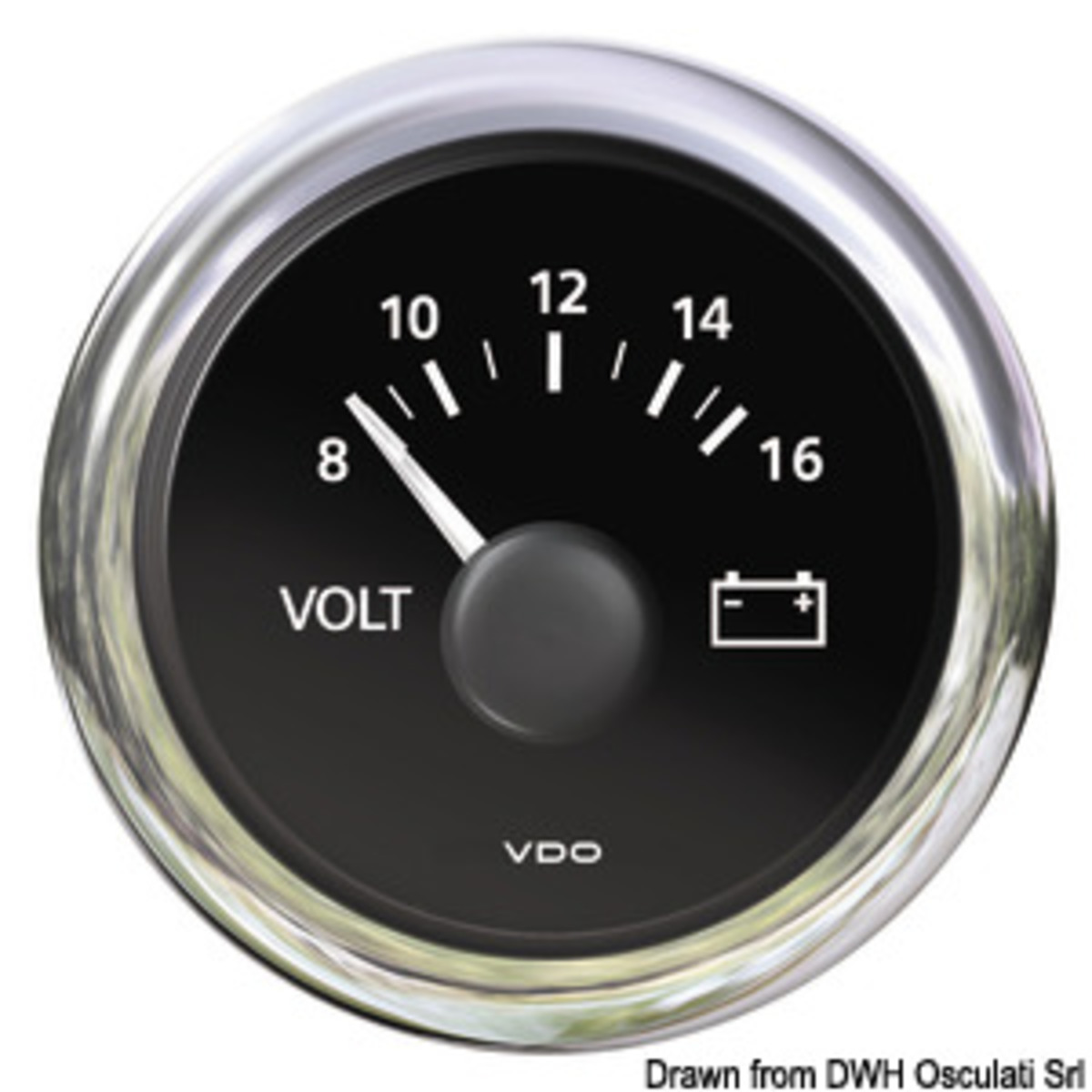 Osculati Vdo Viewline Revolution Counter - Voltmeter black 8/16 V