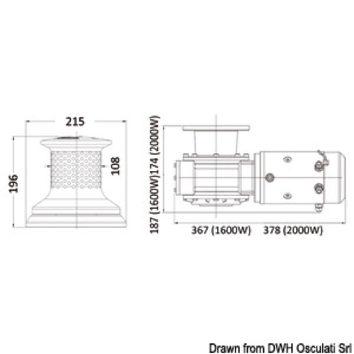 Verricello Lewmar Capstan C4 (1600 W) E Capstan C5 (2000 W) - Motor 12 V für Lewmar V4