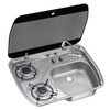 Osculati Smev/dometic Stainless Steel Hob With Smoke Tempered Glass Lid